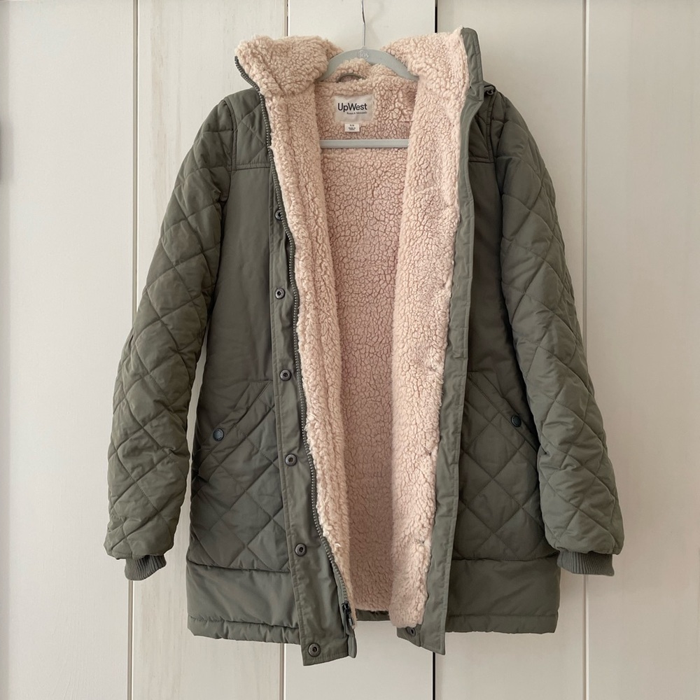 UpWest hunter green sherpa lined winter jacket